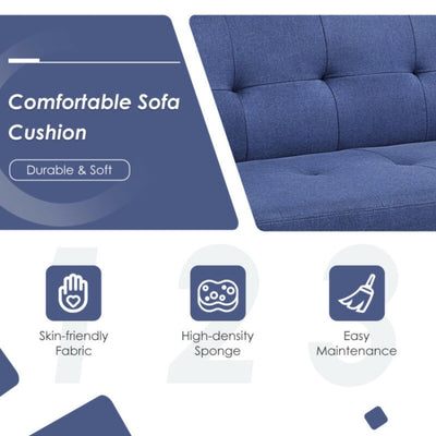 3 Seat Convertible Linen Fabric Futon Sofa with USB and Power Strip