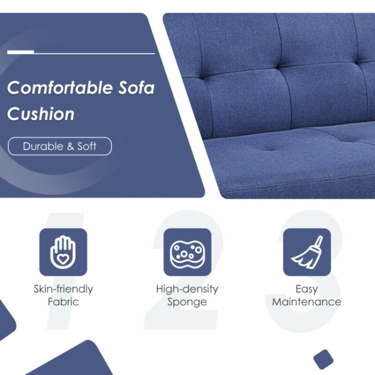 3 Seat Convertible Linen Fabric Futon Sofa with USB and Power Strip