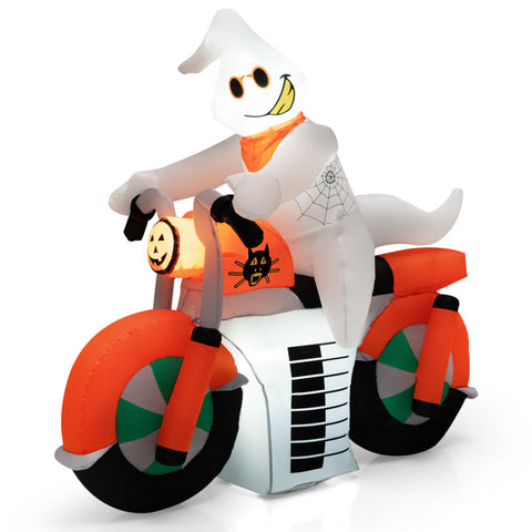 5 Feet Halloween Inflatable Ghost Riding on Motor Bike with LED Lights