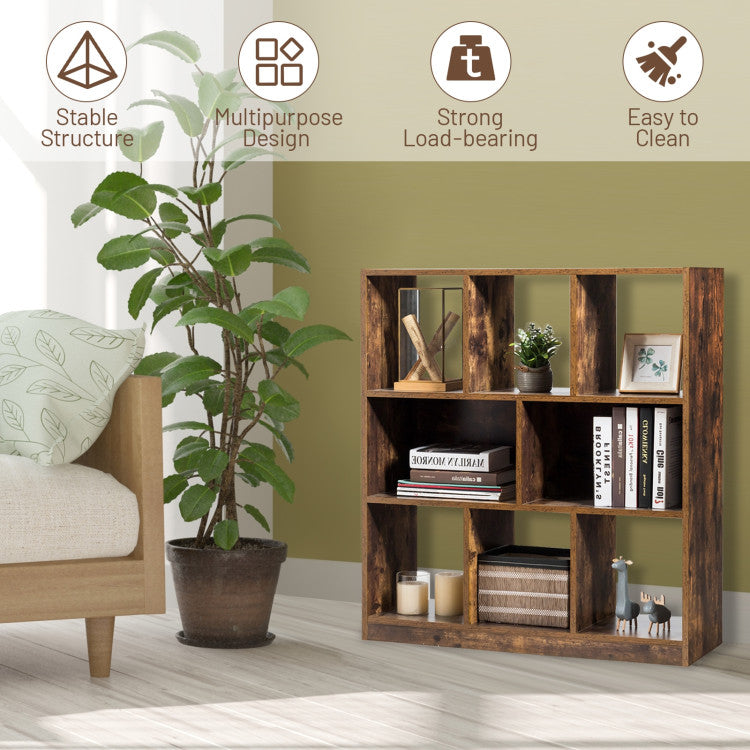 Open Compartments Industrial Freestanding Bookshelf for Decorations