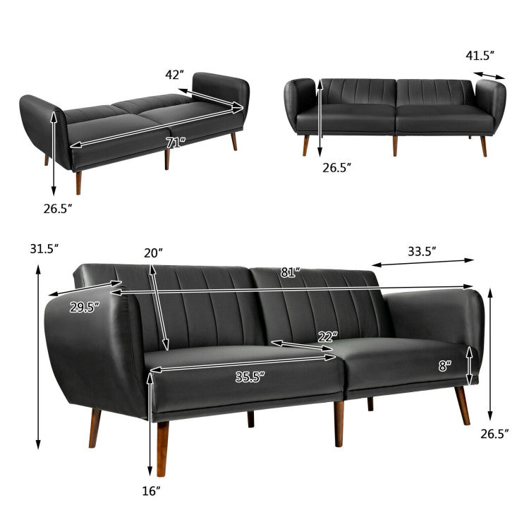 3 Seat Convertible Sofa Bed with Adjustable Backrest