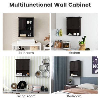 2-Door Wall Mount Bathroom Storage Cabinet with Open Shelf