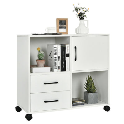 Mobile File Cabinet with Lateral Printer Stand and Storage Shelves