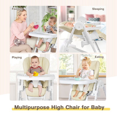 Baby Folding Chair with Wheel Tray Storage Basket