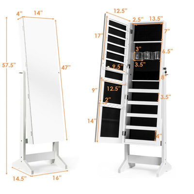 Standing Jewelry Armoire Cabinet with Full Length Mirror