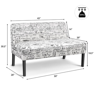 Living Room Wooden Leg Armless Loveseat Sofa