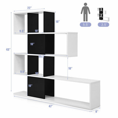 5-Tier Bookshelf Corner Ladder Bookcase with Storage Rack