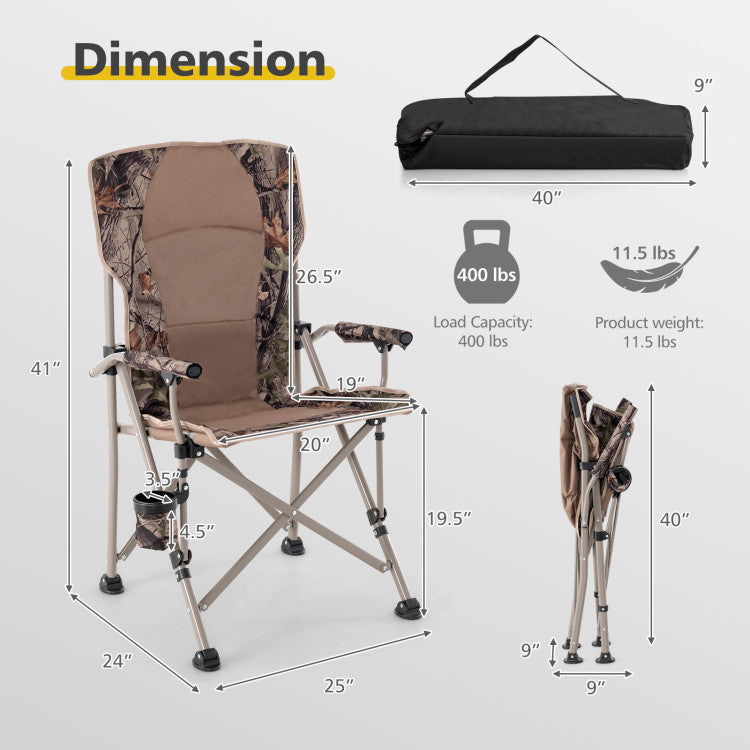 Portable Camping Chair with 400 LBS Metal Frame and Anti-Slip Feet