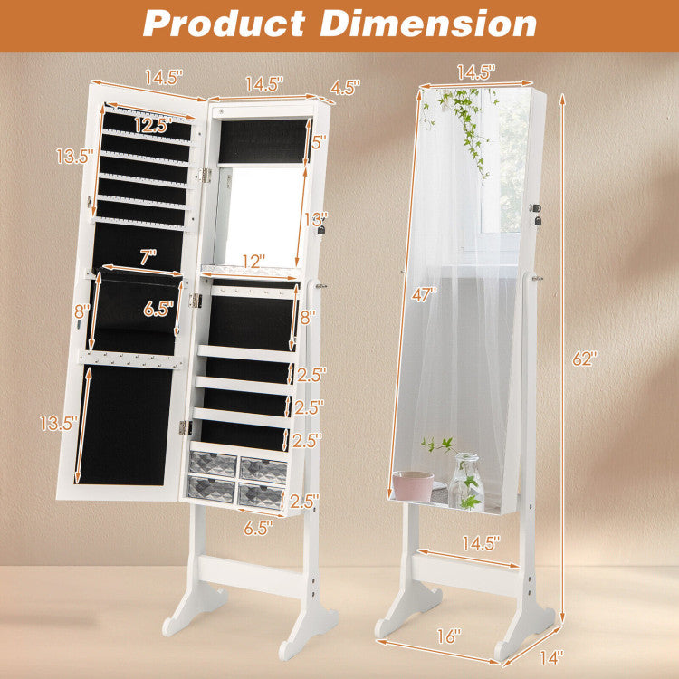 Free Standing Full Length Jewelry Armoire with Lights