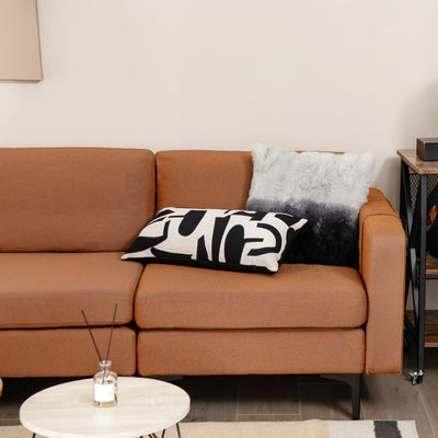 3-Seat Sectional Sofa Couch with Armrest Magazine Pocket and Metal Leg--Orange