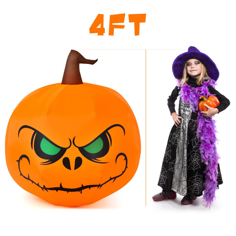 4 Feet Halloween Inflatable Pumpkin with Build-in LED Light