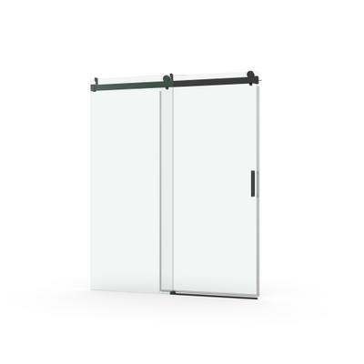 56 to 60 in. W x 76 in. H Sliding Frameless Soft-Close Shower Door with Premium 3/8 Inch (10mm) Thick Tampered Glass in Matte Black