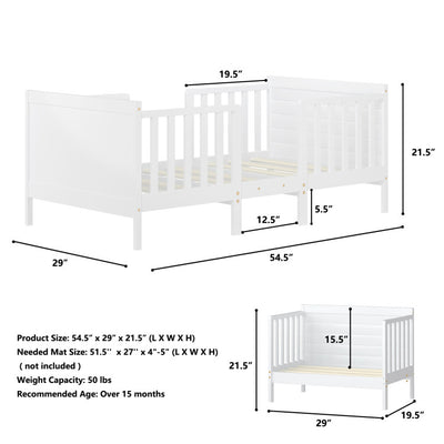 2-in-1 Convertible Toddler Bed with Guardrails