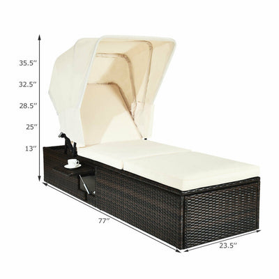 Outdoor Chaise Lounge Chair with Folding Canopy