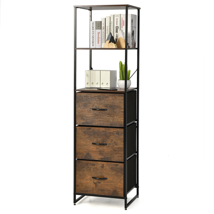 Freestanding Vertical 3 Drawer Dresser with 3 Shelves