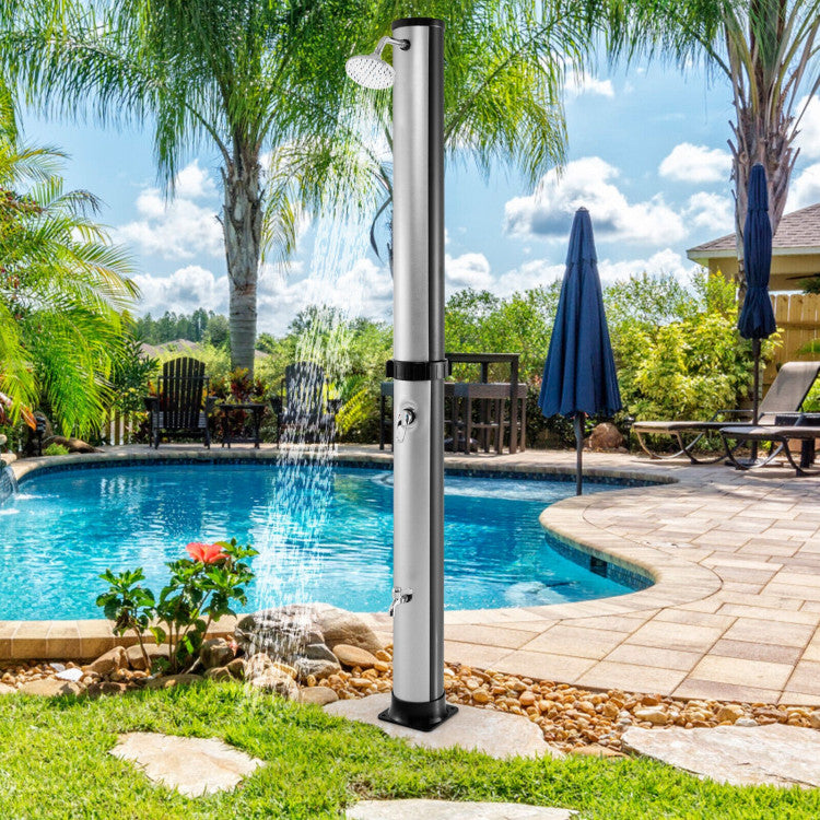 7.2 Feet Solar-Heated Outdoor Shower with Free-Rotating Silver Shower Head