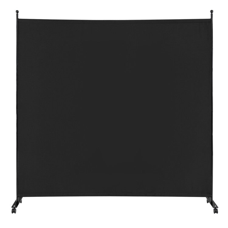 6 Feet Single Panel Rolling Room Divider with Smooth Wheels