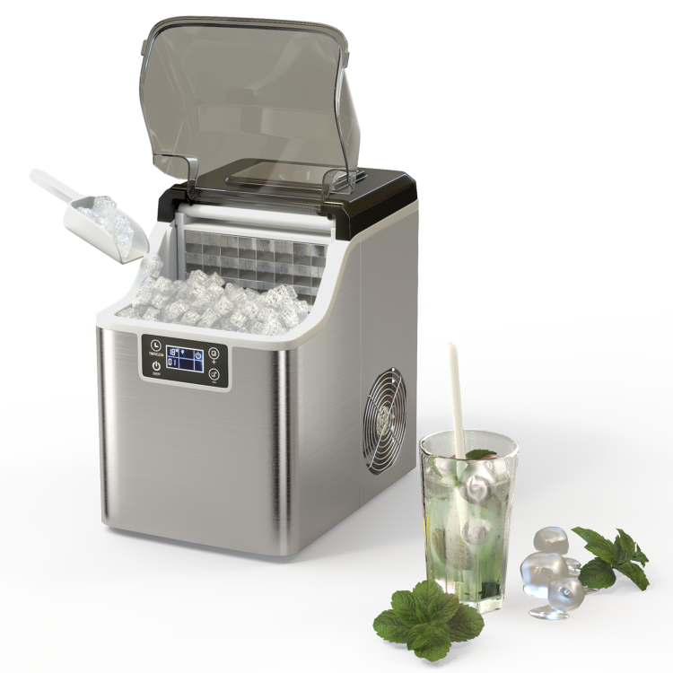 Electric Countertop Ice Maker with Ice Scoop and Basket