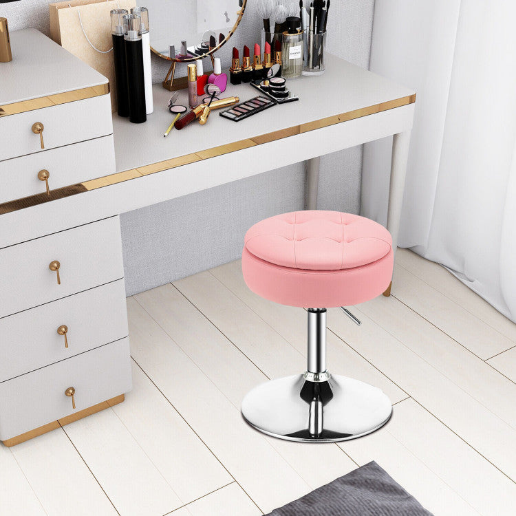 Adjustable 360° Swivel Storage Vanity Stool with Removable Tray