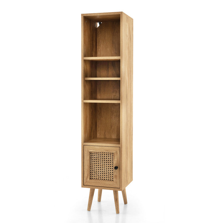 4 Tiers Rattan Storage Cabinet with Slim Design