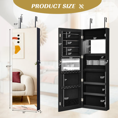 Lockable Storage Jewelry Cabinet with Frameless Mirror