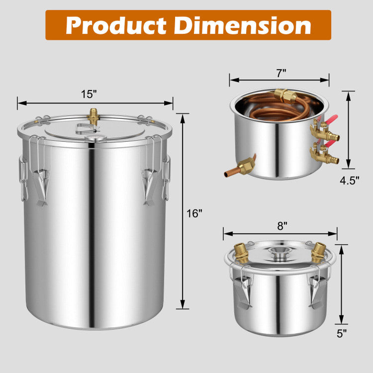 10 Gal Alcohol Still with Built-in Thermometer for Whiskey Beer