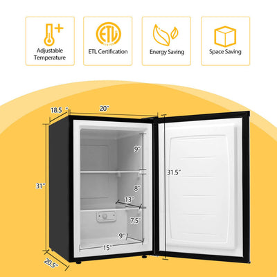 3 Cubic Feet Compact Upright Freezer with Stainless Steel Door