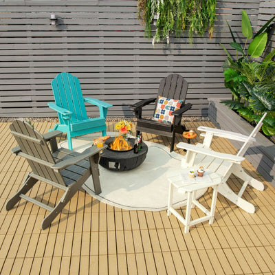 Foldable Weather Resistant Patio Chair with Built-in Cup Holder White