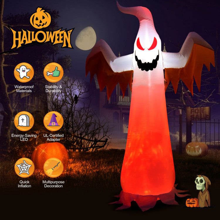 8 Feet Halloween Inflatable Ghost with Rotatable Flame LED Lights