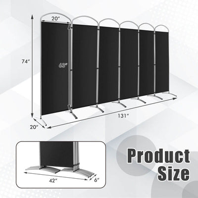 6 Feet 6-Panels Freestanding Folding Privacy Screen