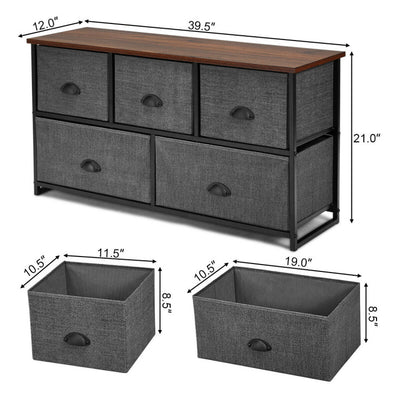 Dresser Storage Tower with 5 Foldable Cloth Storage Cubes