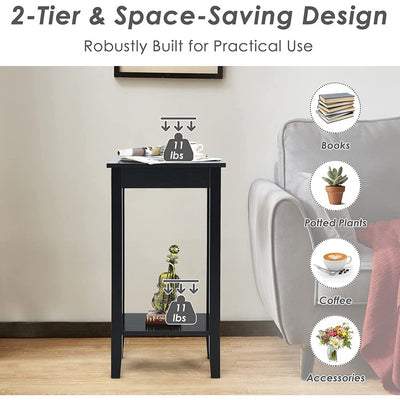 Set of 2 Versatile 2-Tier End Tables with Storage Shelf