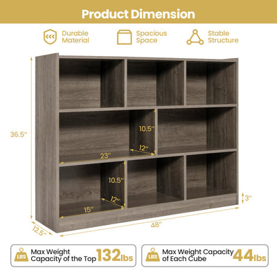 3-Tier Open Bookcase 8-Cube Floor Standing Storage Shelves Display Cabinet