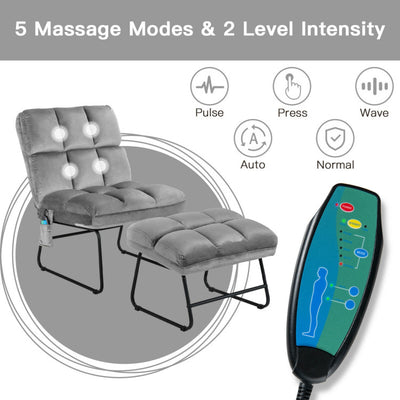 Velvet Massage Recliners with Ottoman Remote Control and Side Pocket