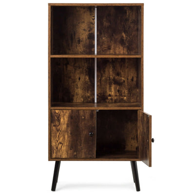 2-Tier Retro Bookcase Bookshelf with 3 Compartments