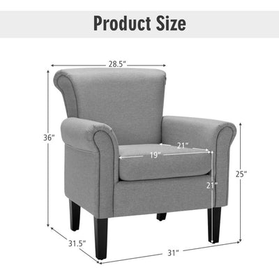 Upholstered Fabric Accent Chair with Adjustable Foot Pads