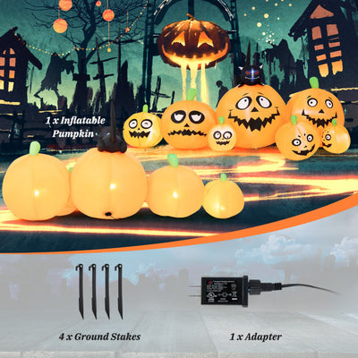 4 Pumpkins Patch Halloween Decoration with Black Cat and Built-in LED Lights