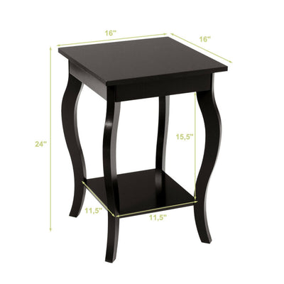 Set of 2 Side Table End Table Night Stand with Shelf