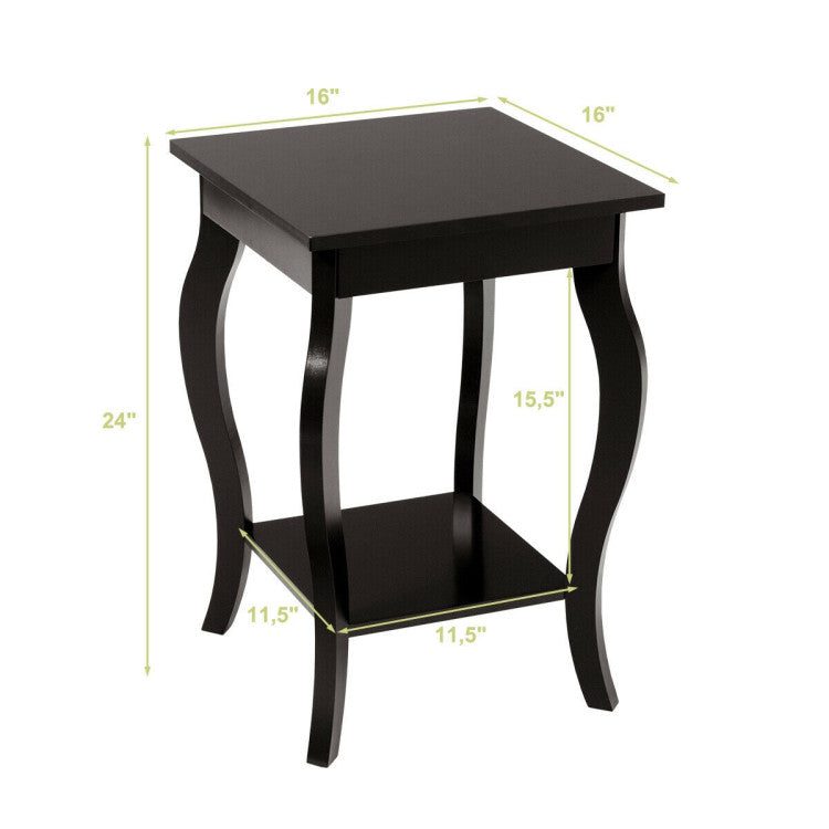 Set of 2 Side Table End Table Night Stand with Shelf