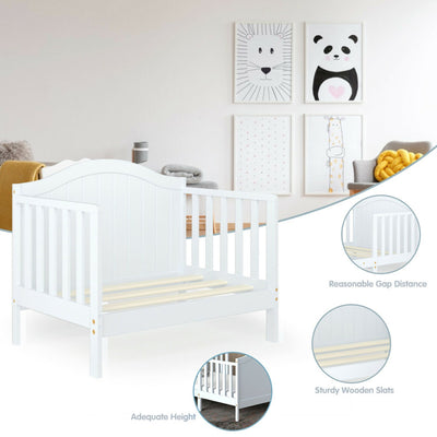 2-in-1 Classic Convertible Wooden Toddler Bed with 2 Side Guardrails for Extra Safety