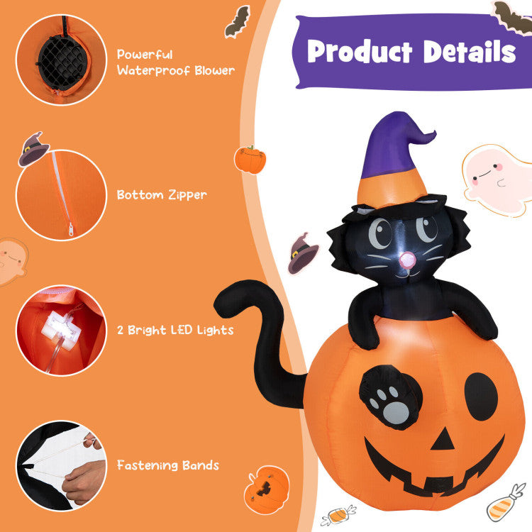 5 Feet Inflatable Halloween Pumpkin with Witch&