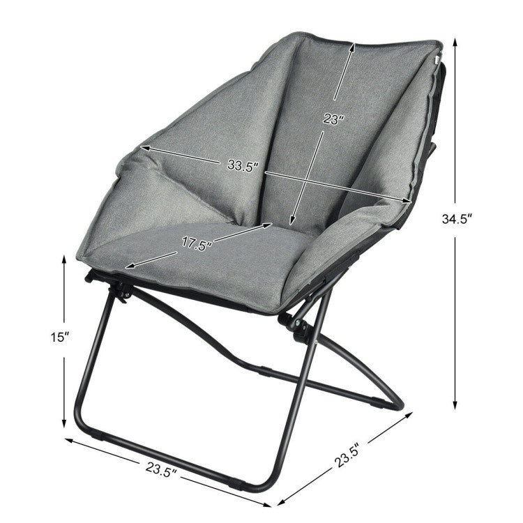 Oversized Foldable Leisure Camping Chair with Sturdy Iron Frame