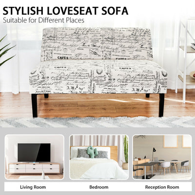 Living Room Wooden Leg Armless Loveseat Sofa