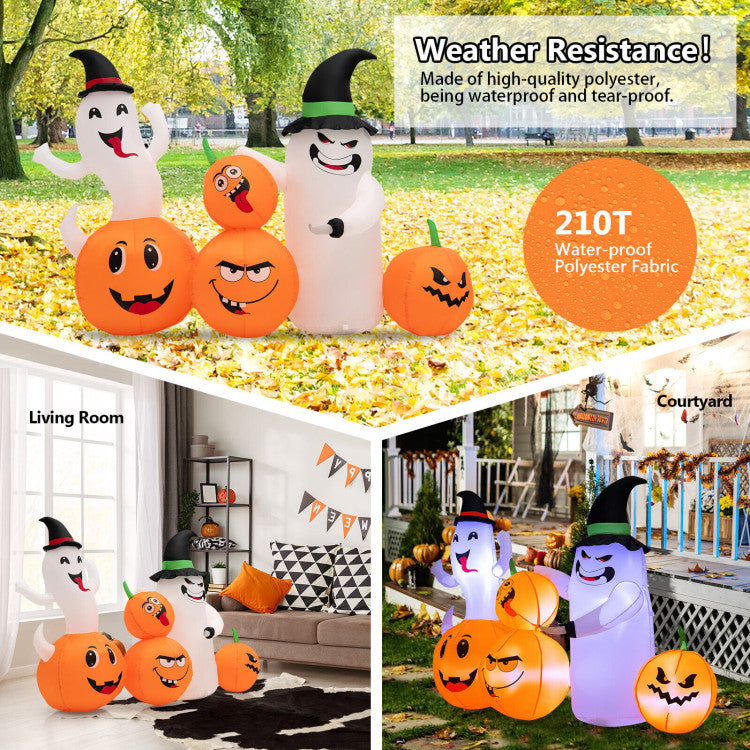 6 Feet Halloween Inflatable Pumpkins and Ghosts with LED Lights