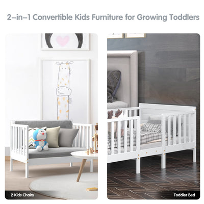 2-in-1 Convertible Toddler Bed with Guardrails