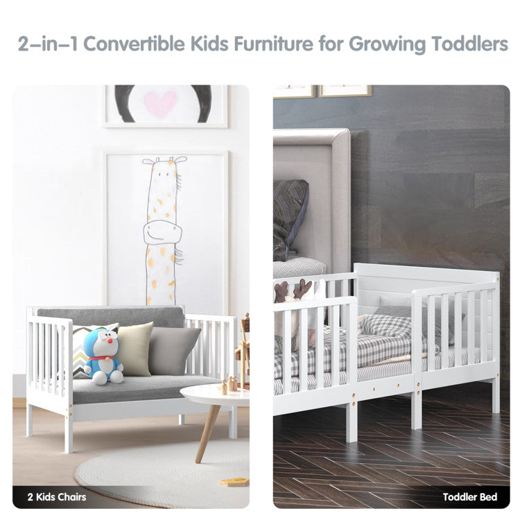 2-in-1 Convertible Toddler Bed with Guardrails