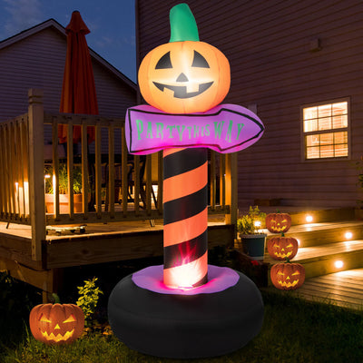 6 Feet Inflatable Halloween Pumpkin Road Sign Decoration with LED Light