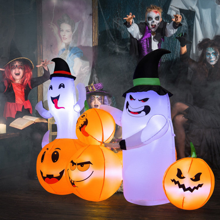 6 Feet Halloween Inflatable Pumpkins and Ghosts with LED Lights