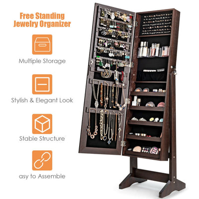 Standing Jewelry Armoire Cabinet with Full Length Mirror