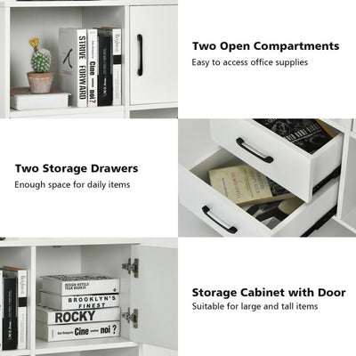 Mobile File Cabinet with Lateral Printer Stand and Storage Shelves